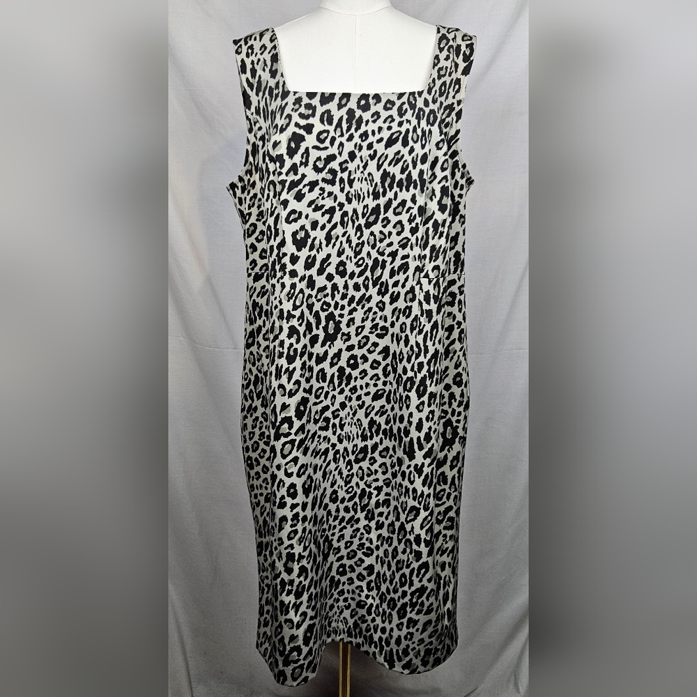 Maya Brooke‎ Animal Print Sheath Dress 16W Sleeveless Classic Feminine